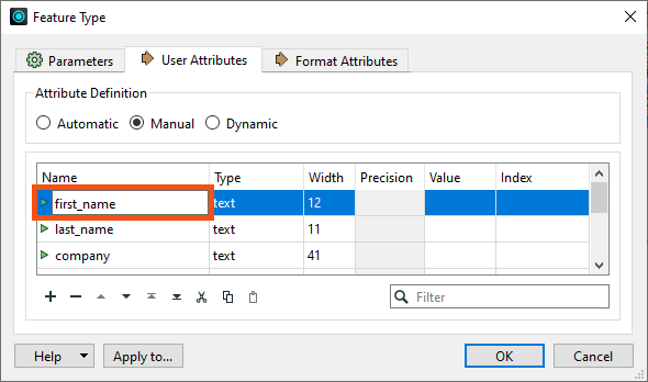 Editing attribute name